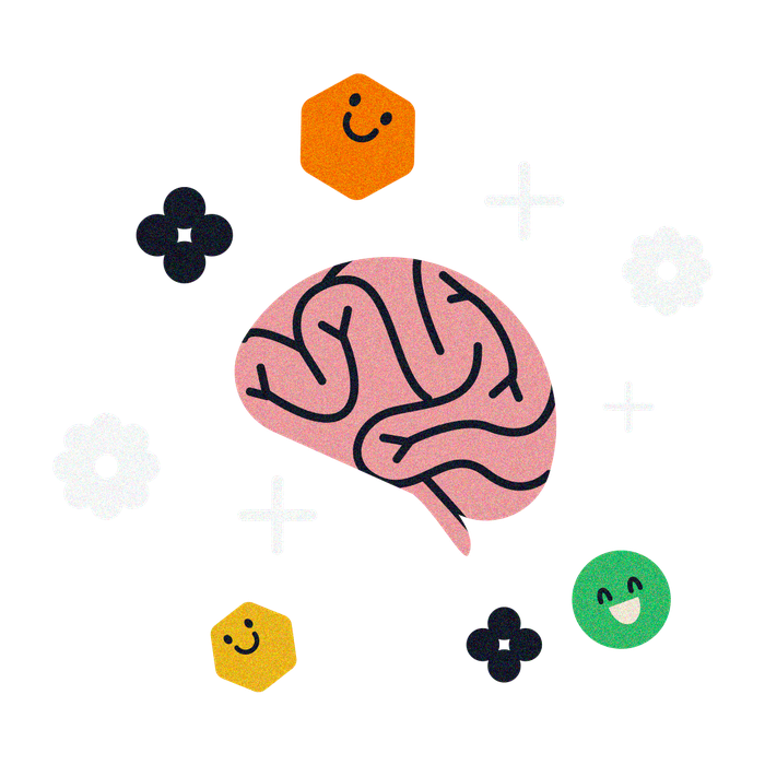 Illustration of a brain surrounded by emotion icons