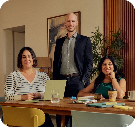 Our team collaborating around a table